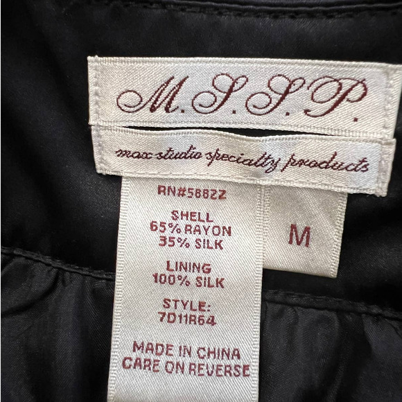 M.S.S.P. Shift Dress in Purple w/Black Flocked Flowers Silk Blend Size Medium - Picture 4 of 5